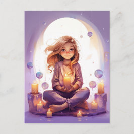 Postal En la Bonito de la Paz Meditando al Chica de Yoga 