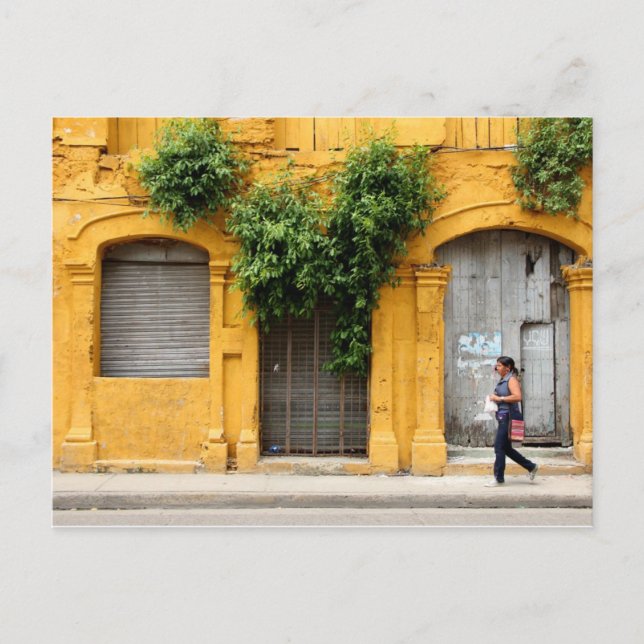 Postal En la calle Cartagena, Colombia (Anverso)