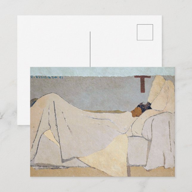 Postal En la cama | Edouard Vuillard | (Anverso / Reverso)