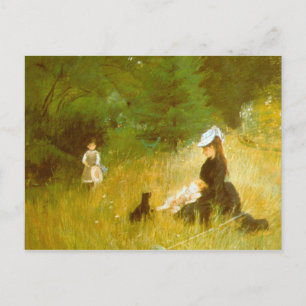 Postal En la hierba de Berthe Morisot
