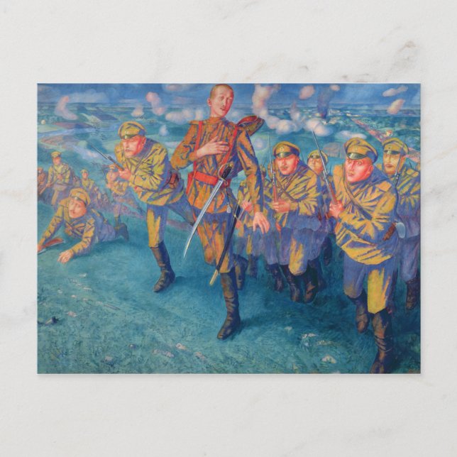 Postal En la línea de fuego, 1916 (Anverso)