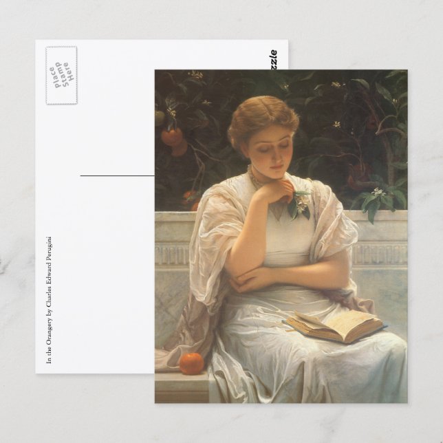 Postal En la Orangería de Charles Edward Perugini (Anverso / Reverso)