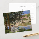 Postal En la orilla del Sena | Claude Monet<br><div class="desc">En la orilla del Sena, Bennecourt (1868), o River Scene en Bennecourt, es un óleo sobre pintura de lona del pintor impresionista francés Claude Monet. La obra retrata a la futura esposa de Monet, Camille Doncieux, mirando hacia atrás desde una isla en el Sena, hacia el pueblo de Gloton en...</div>