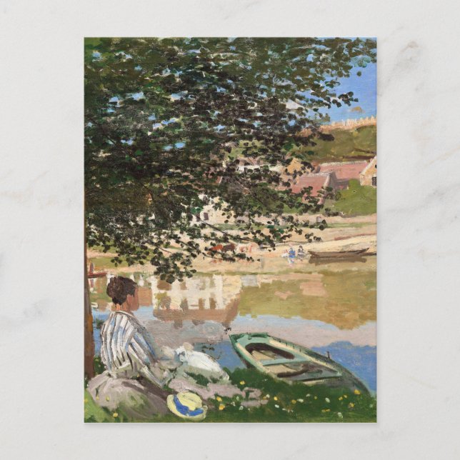 Postal En la orilla del Sena por Monet (Anverso)
