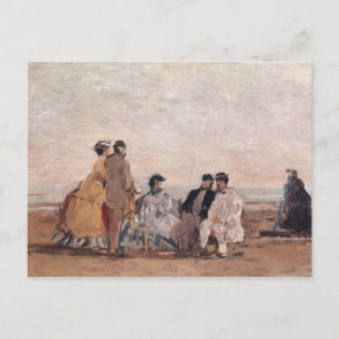 Postal En la playa de Trouville, 1865