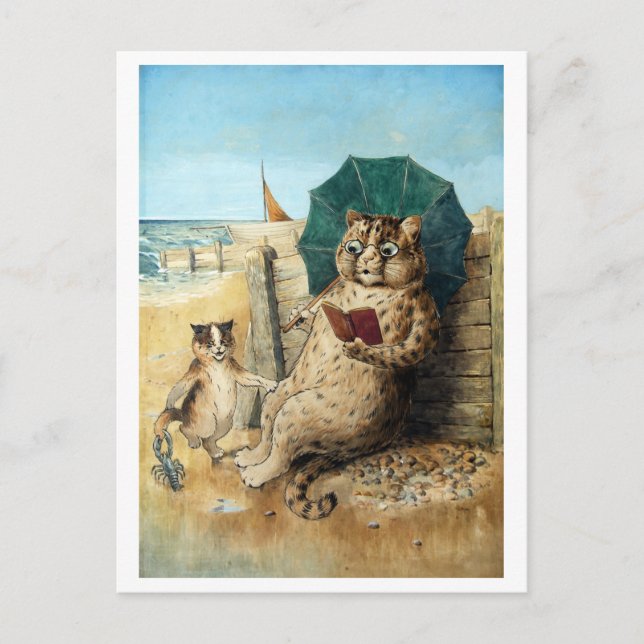 Postal En La Playa, Louis Wain (Anverso)