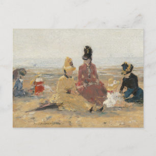 Postal En la playa Trouville 1887 por Eugene Boudin