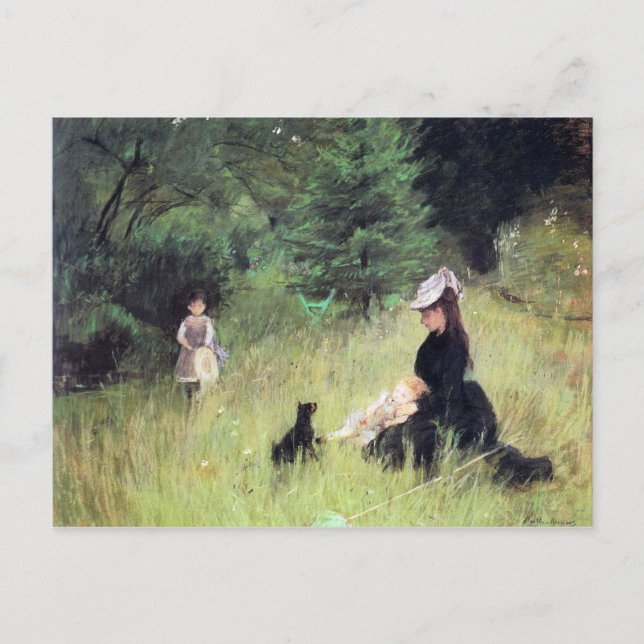 Postal En la pradera de Berthe Morisot (Anverso)