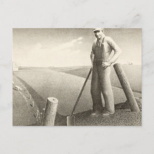 Postal En la primavera por Grant Wood