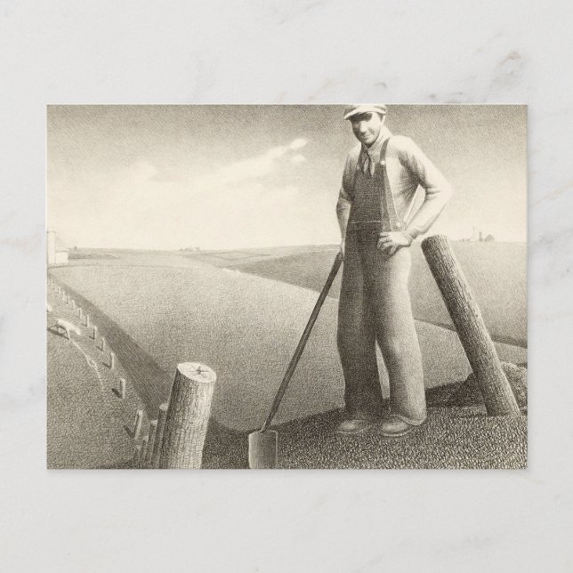 Postal En la primavera por Grant Wood (Anverso)