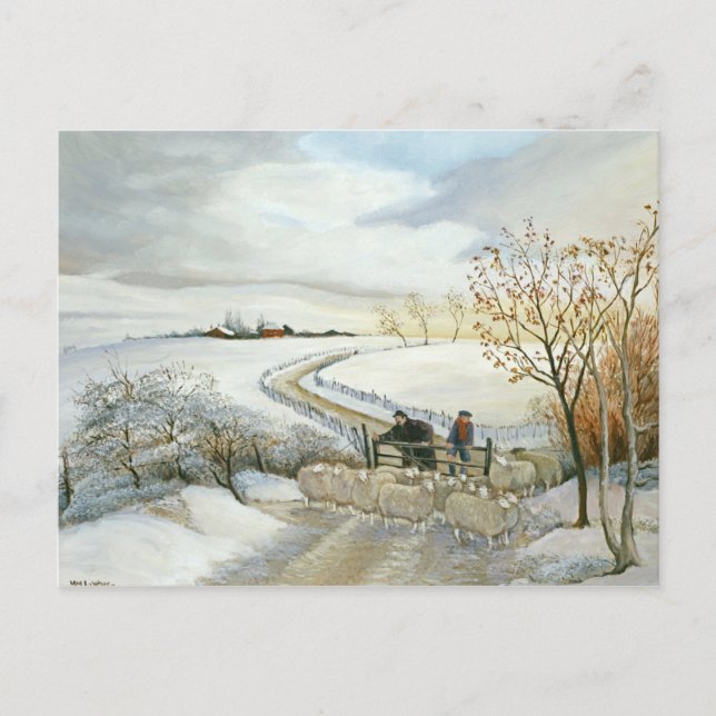 Postal En la puerta de la granja (Anverso)