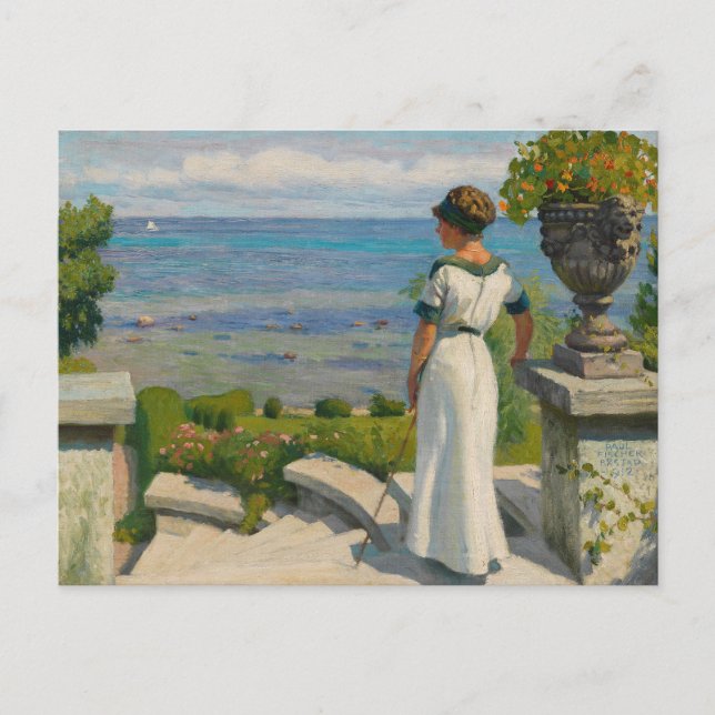 Postal En la terraza | Paul Fischer (Anverso)