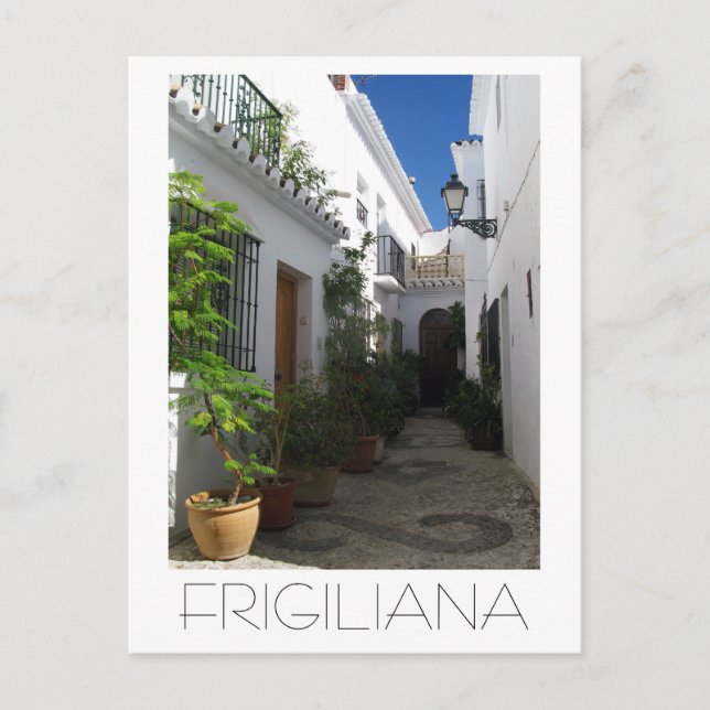 Postal En las estrechas calles de Frigiliana, España (Anverso)