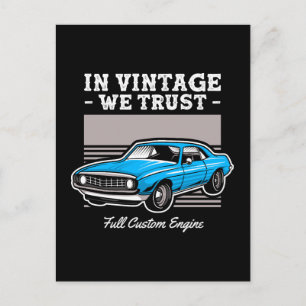 Postal En Lo Vintage Confiamos Diseño de Muscle Car