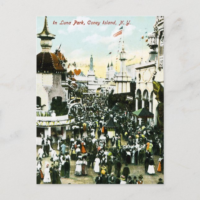 Postal En Luna Park, Coney Island, Nueva York (Anverso)