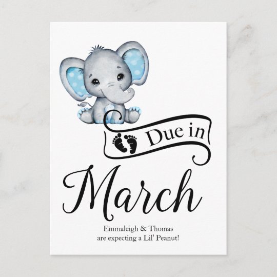 Postal En Marzo Pequeno Cacahuete Bebe Elefante Zazzle Es