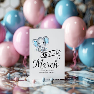 Postal En marzo, pequeño cacahuete bebé elefante