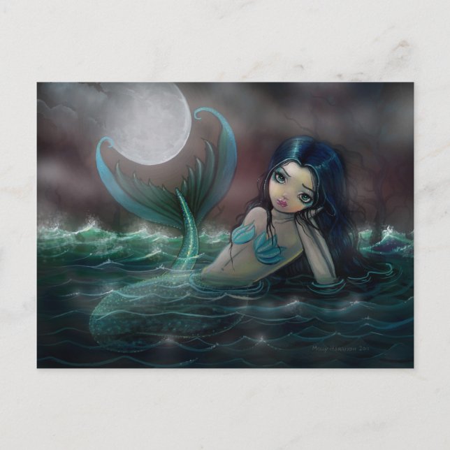 Postal En medio del suave arte de la sirena en el mar (Anverso)