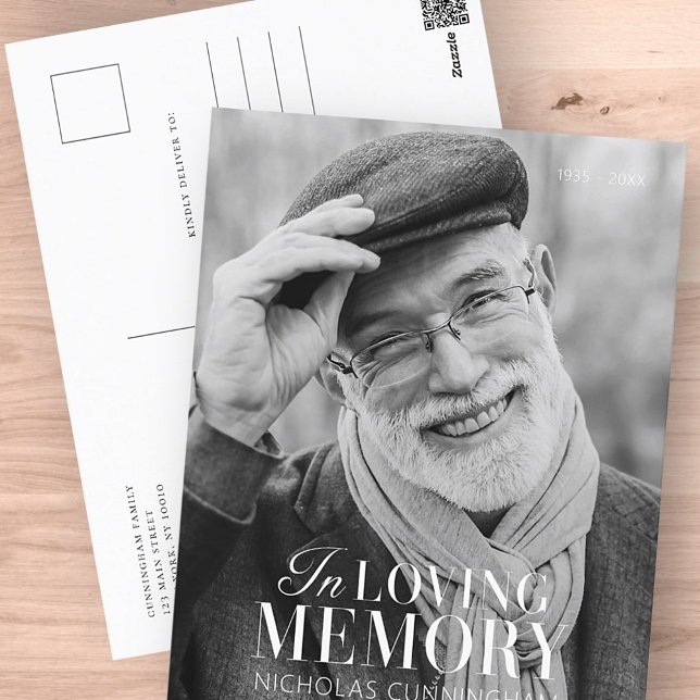 Postal En Memoria Amorosa Foto Memorial Moderno Elegante (Subido por el creador)