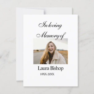 Postal En memoria de recuerdo funeral añadir nombre año