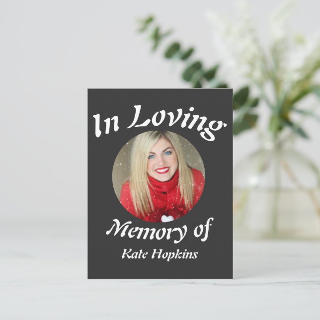 Postal En memoria personalizada moderna elegante foto (Anverso de pie)