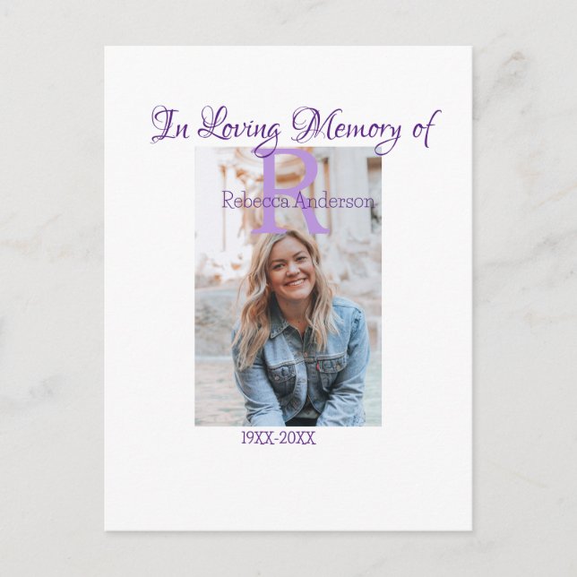 Postal En memoria querida de recuerdo conmemorativo añadi (Anverso)