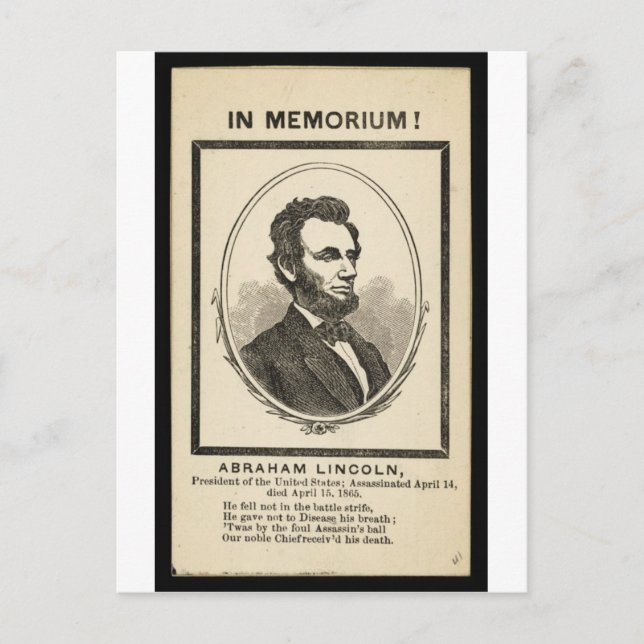 Postal ¡En Memoriam! Abraham Lincoln, presidente de la Un (Anverso)