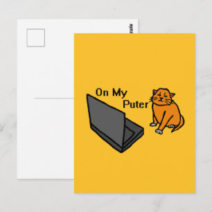 Postal En Mi Computadora Divertida Gato Naranja Meme