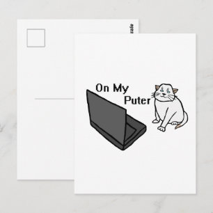 Postal En Mi Puter Divertida Imagen De Gato Blanco Meme