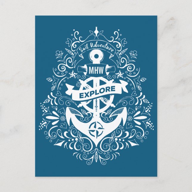 Postal en monograma de personalizado de anclaje de (Anverso)