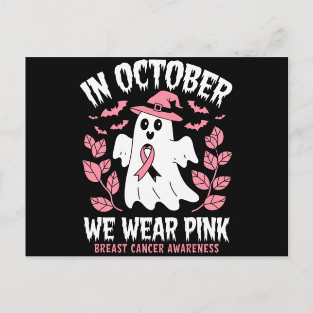 Postal En Octubre Usamos Bruja Rosa Halloween (Anverso)