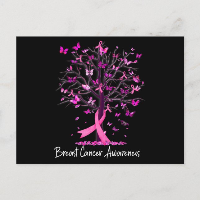 Postal En Octubre Usamos Cáncer De Mama De Árbol De Cinta (Anverso)