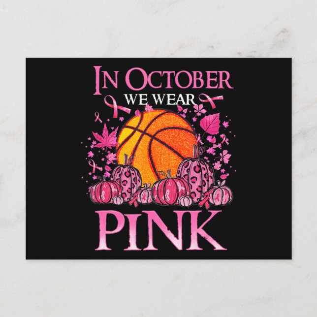 Postal En Octubre Usamos Cáncer De Mama De Baloncesto Ros (Anverso)