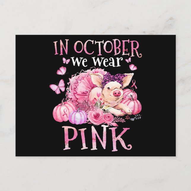 Postal En Octubre Usamos Cáncer De Mama De Cerdo De Cinta (Anverso)