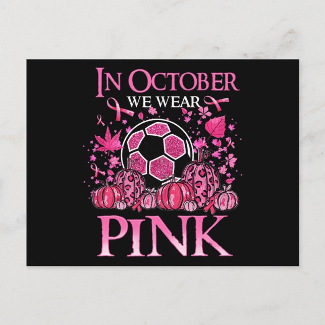 Postal En Octubre Usamos Cáncer De Mama De Fútbol Rosa (Anverso)