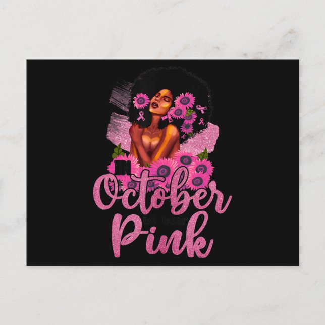 Postal En Octubre Usamos Cáncer De Mama De Mujer Negra Ro (Anverso)