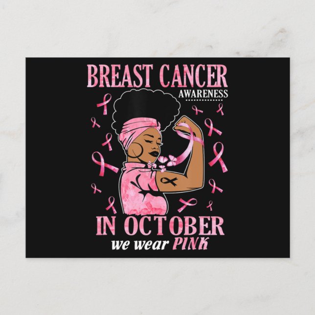 Postal En Octubre Usamos Cáncer De Mama De Mujer Negra Ro (Anverso)