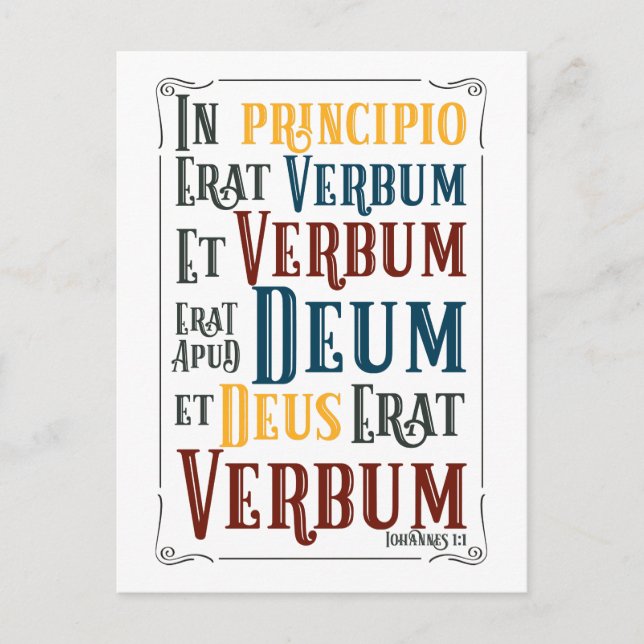 Postal En Principio Erat Verbum La Biblia Latina Verse (Anverso)