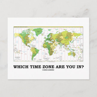 Postal ¿En Qué Zona Horaria Estás? (Mapa mundial de zonas