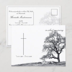 Postal En silencio luto - árbol en prado