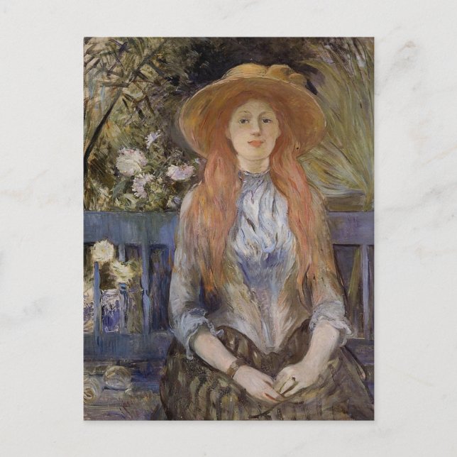 Postal En un banco por Berthe Morisot Postcard (Anverso)