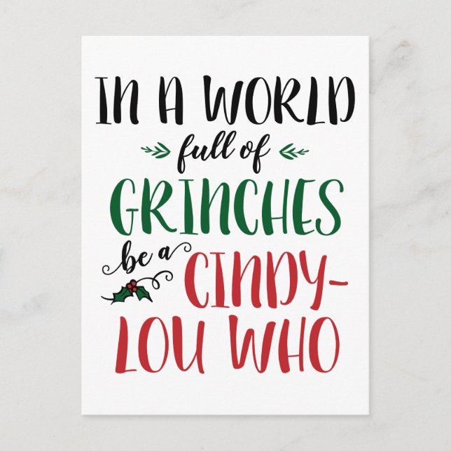 Postal En un mundo de chicas sé un cindy-Lou que cita (Anverso)