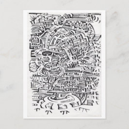 Postal En un punto intermedio, dibujo de tinta