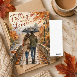Postal Enamorarse Hojas de otoño románticas caen