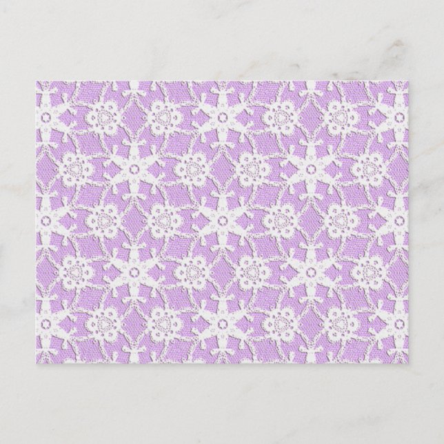 Postal Encaje antiguo - blanco y lavanda (Anverso)