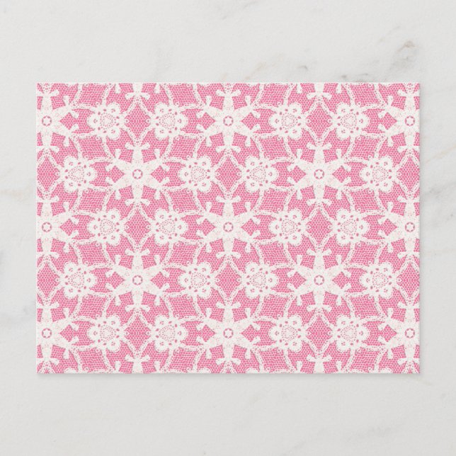 Postal Encaje antiguo - blanco y rosa (Anverso)