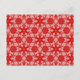 Postal Encaje antiguo - rojo intenso y blanco