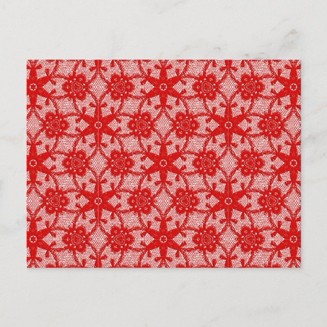 Postal Encaje antiguo - rojo intenso y blanco (Anverso)