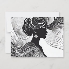 Postal Encantada Mujer Negra Moderna y Hermosa