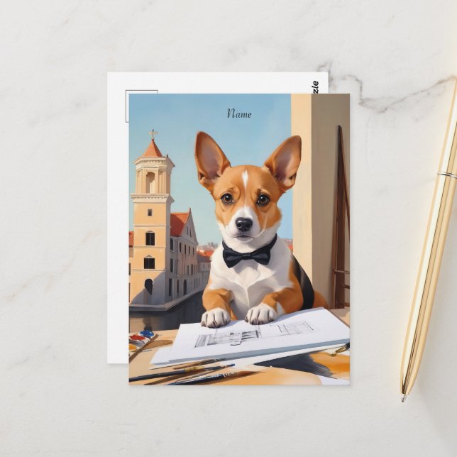 Postal Encantador arquitecto de Corgi Perro Lover (Anverso/Reverso In Situ)